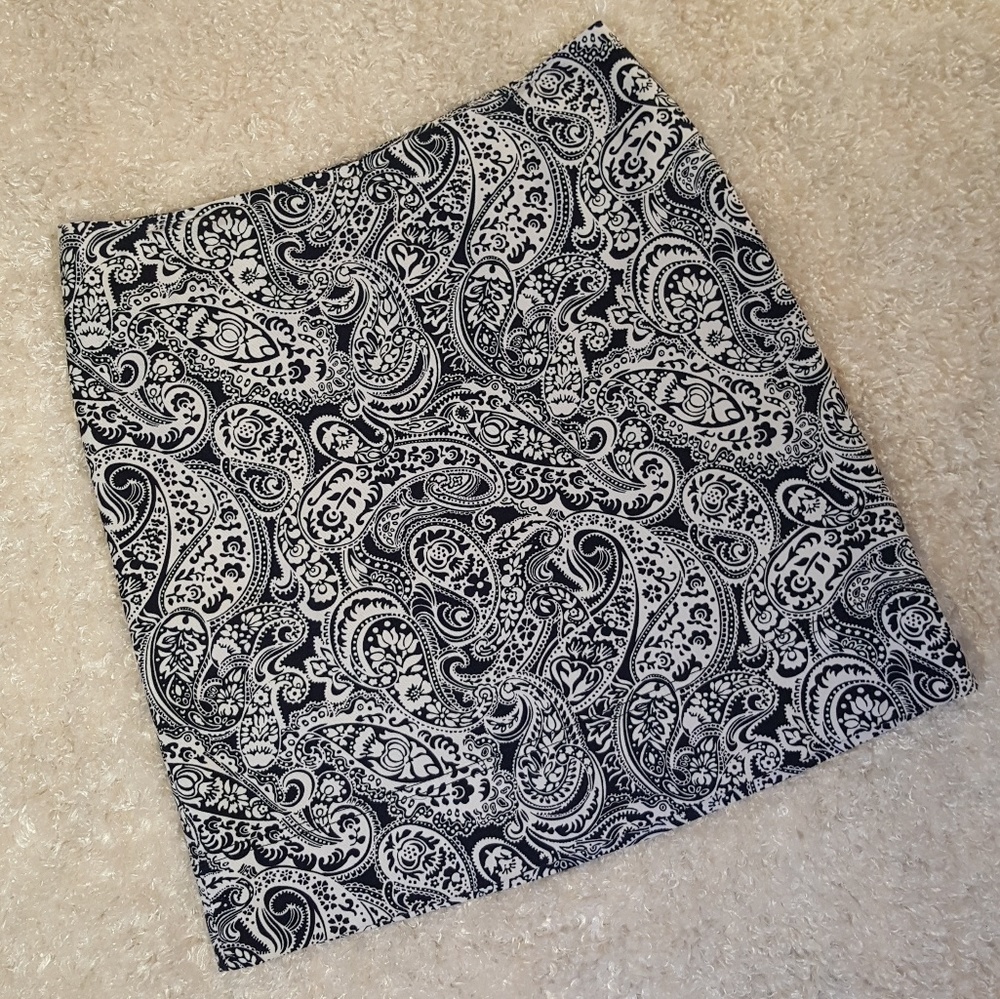 Talbots Black & White Paisley Pencil Skirt